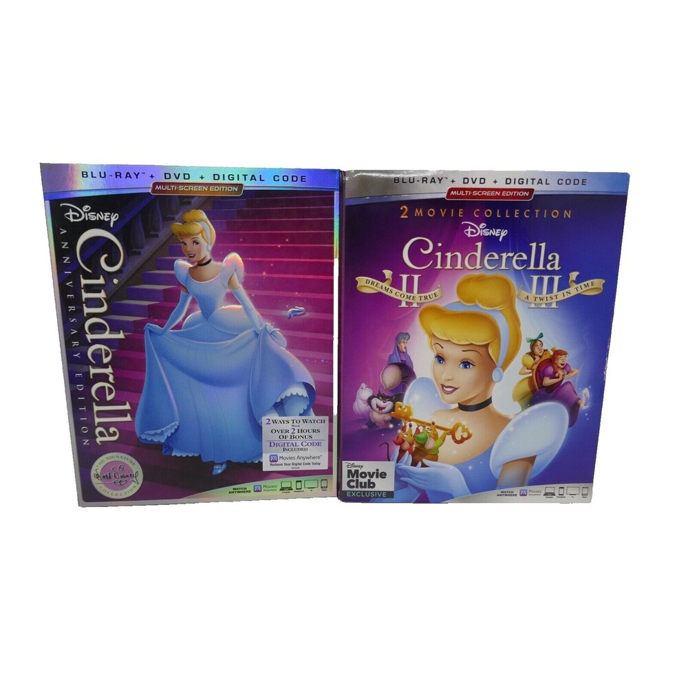 Disney Cinderella & Cinderella II / Cinderella III (Blu-Ray,DVD,DIGITAL) NEW